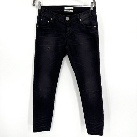One Teaspoon X Freebirds Black Distressed Skinny Y2K Retro Denim 27 Ankle Jeans - Picture 1 of 8